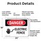 Signmission Electric Fence Danger Sign, Aluminum, 24in W x 18in L, 2PK OS-2PACK-DS-A-1824-L-1191 - alternate 5